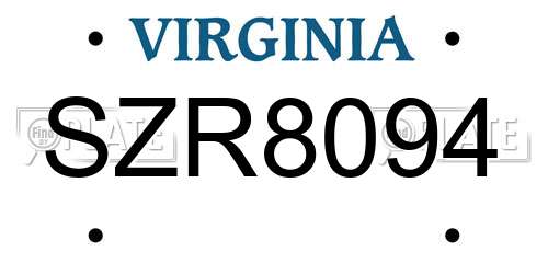 SZR8094 Virginia License Plate