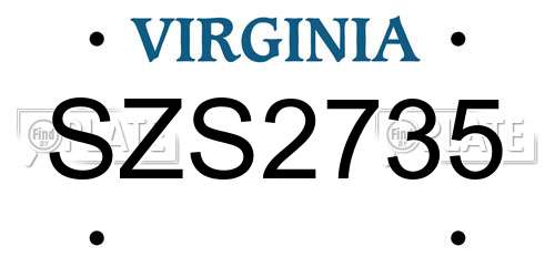 SZS2735 Virginia License Plate