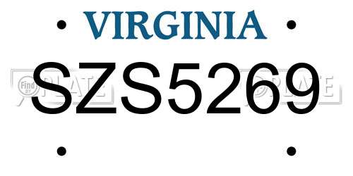 SZS5269 Virginia License Plate