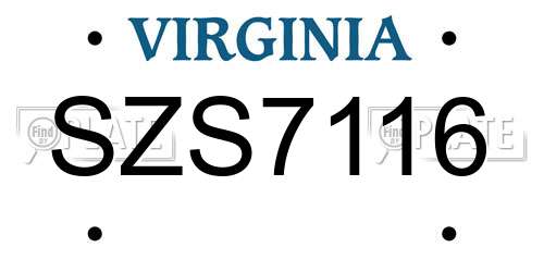SZS7116 Virginia License Plate