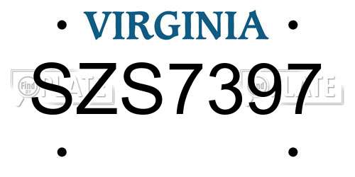 SZS7397 Virginia License Plate