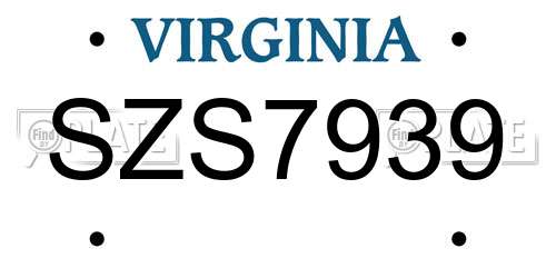 SZS7939 Virginia License Plate