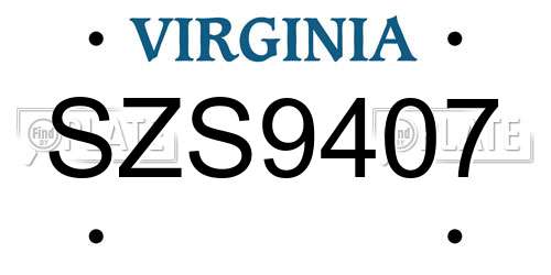 SZS9407 Virginia License Plate