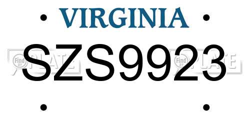 SZS9923 Virginia License Plate