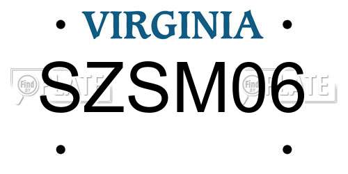 SZSM06 Virginia License Plate