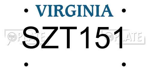 SZT151 Virginia License Plate