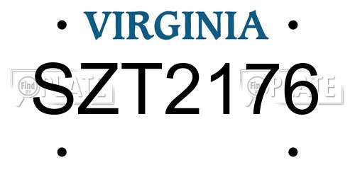 SZT2176 Virginia License Plate