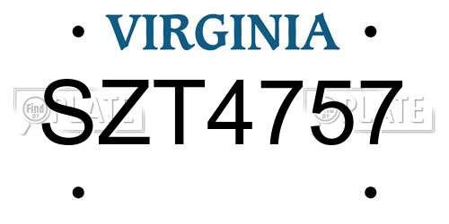 SZT4757 Virginia License Plate