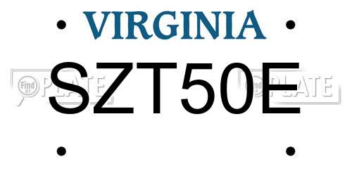 SZT50E Virginia License Plate