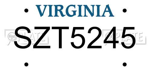 SZT5245 Virginia License Plate