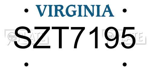 SZT7195 Virginia License Plate