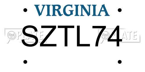 SZTL74 Virginia License Plate