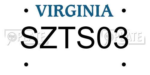 SZTS03 Virginia License Plate
