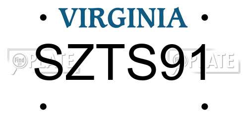 SZTS91 Virginia License Plate