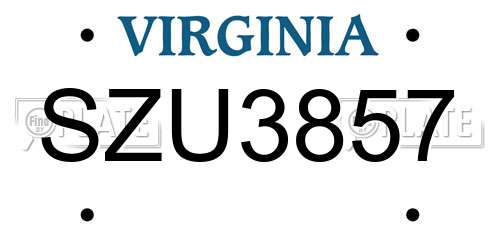 SZU3857 Virginia License Plate