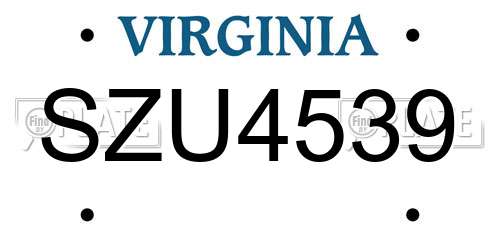 SZU4539 Virginia License Plate