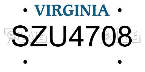 SZU4708 Virginia License Plate
