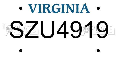 SZU4919 Virginia License Plate