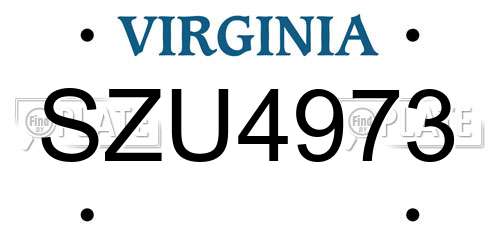 SZU4973 Virginia License Plate