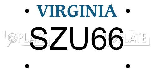 SZU66 Virginia License Plate