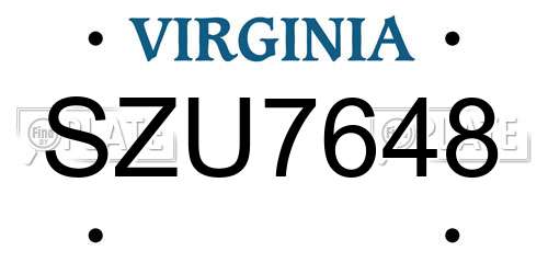 SZU7648 Virginia License Plate