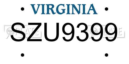 SZU9399 Virginia License Plate