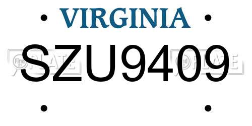 SZU9409 Virginia License Plate