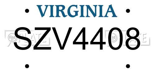 SZV4408 Virginia License Plate