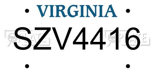 SZV4416 Virginia License Plate