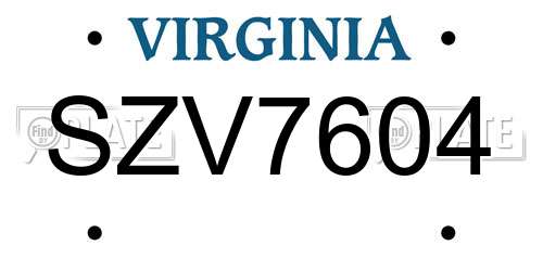 SZV7604 Virginia License Plate