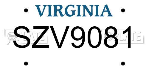 SZV9081 Virginia License Plate