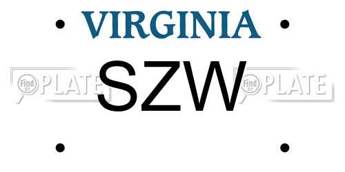 SZW Virginia License Plate