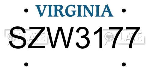 SZW3177 Virginia License Plate