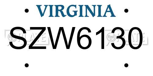 SZW6130 Virginia License Plate