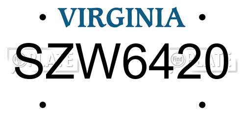 SZW6420 Virginia License Plate