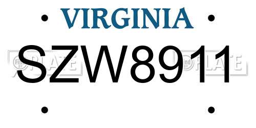 SZW8911 Virginia License Plate
