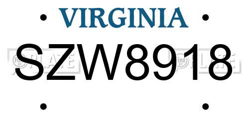 SZW8918 Virginia License Plate
