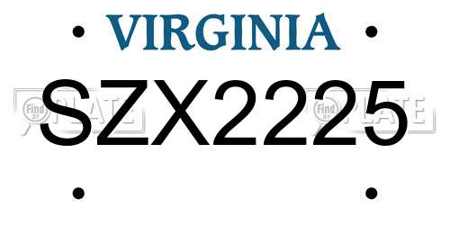 SZX2225 Virginia License Plate