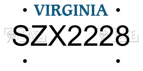 SZX2228 Virginia License Plate