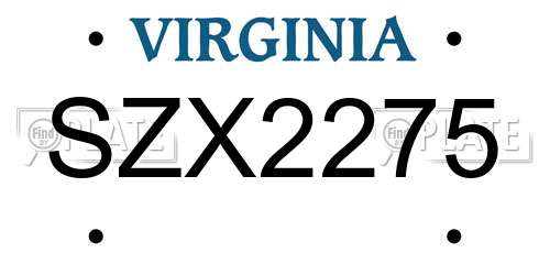 SZX2275 Virginia License Plate