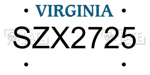 SZX2725 Virginia License Plate