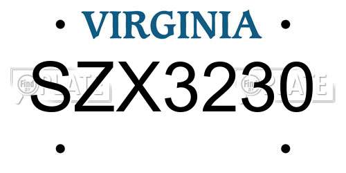 SZX3230 Virginia License Plate