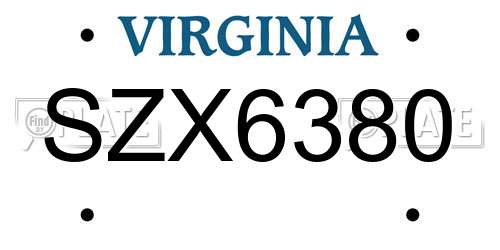 SZX6380 Virginia License Plate