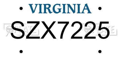 SZX7225 Virginia License Plate