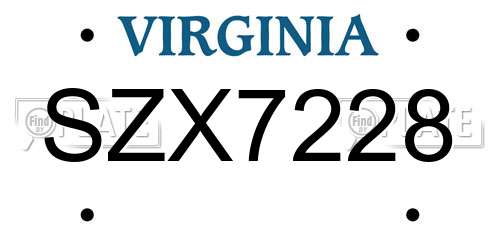 SZX7228 Virginia License Plate