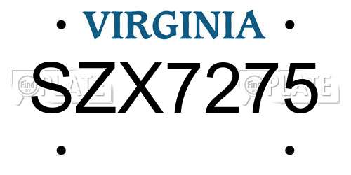 SZX7275 Virginia License Plate