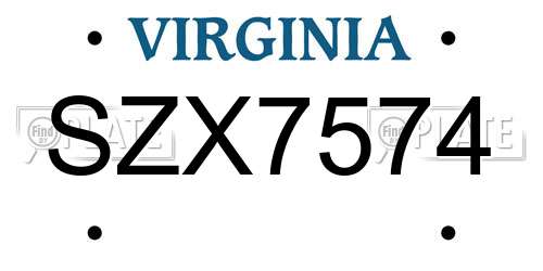 SZX7574 Virginia License Plate