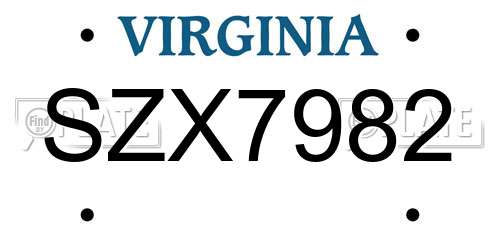 SZX7982 Virginia License Plate