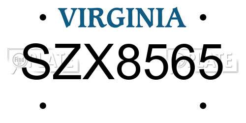 SZX8565 Virginia License Plate