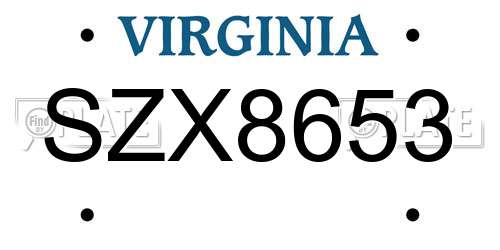 SZX8653 Virginia License Plate